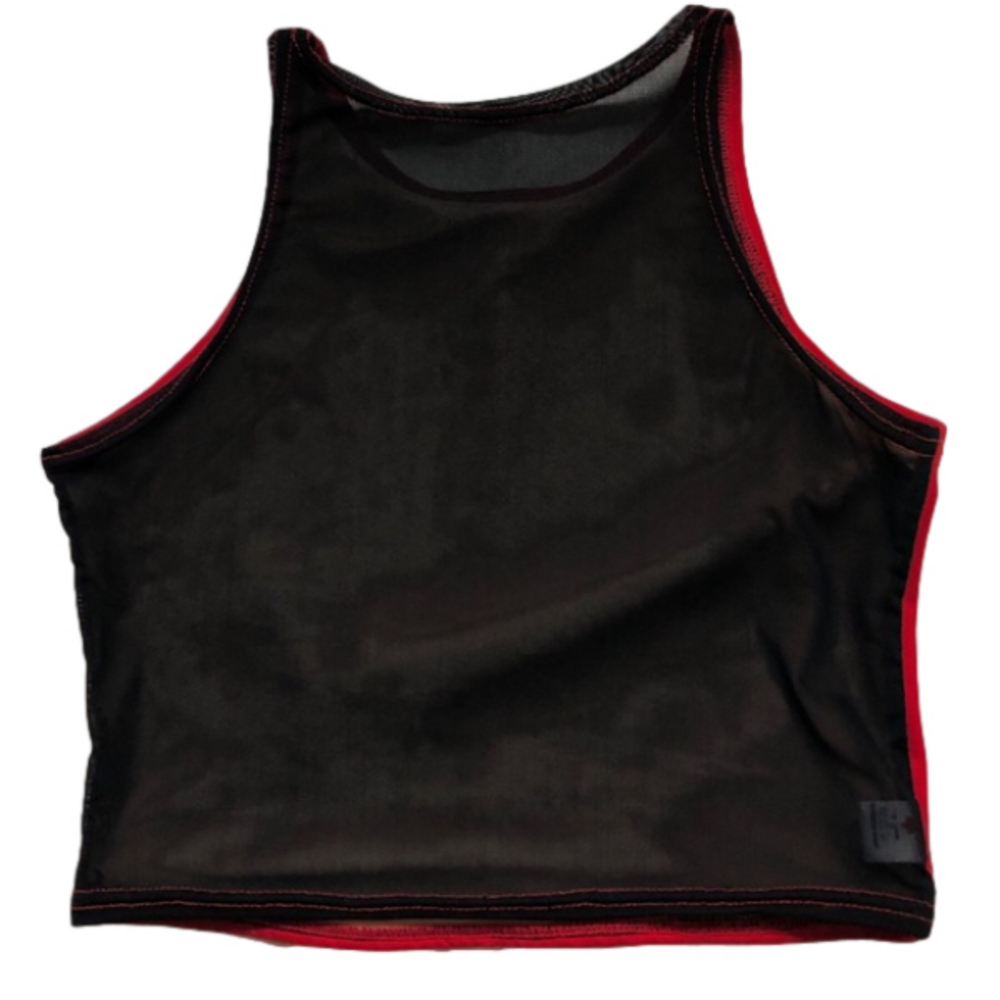 Fit2Fly Black & Red Crop Top Sheer Mesh Back Medium - Picture 5 of 6